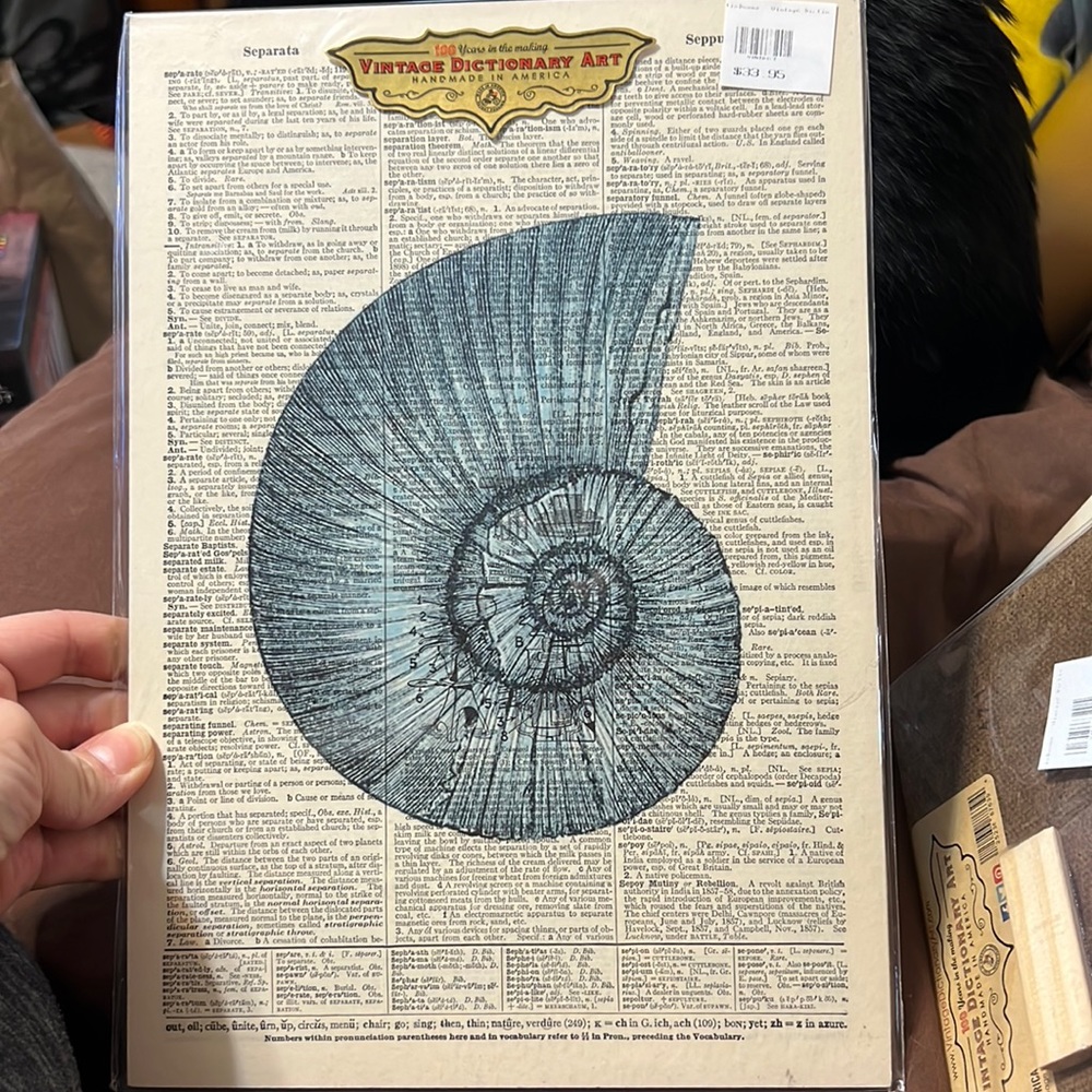 Blue Shell - Vintage Dictionary Art Work - BRAND NEW!